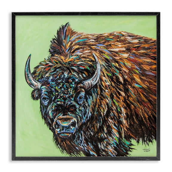 Stupell Industries Contemporary Abstract Bison Black Framed Giclee Art, 12 x 12, by Carolee Vitaletti