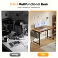thumbnail image 2 of CONCETTA 47 Inch Computer Writing Desk with Storage Bag, Steel Frame for Home Office Study, Brown, 2 of 8