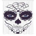 thumbnail image 3 of Ambesonne Sugar Skull Shower Curtain, Make up Girl, 69"Wx84"L, Black White and Blue, 3 of 3