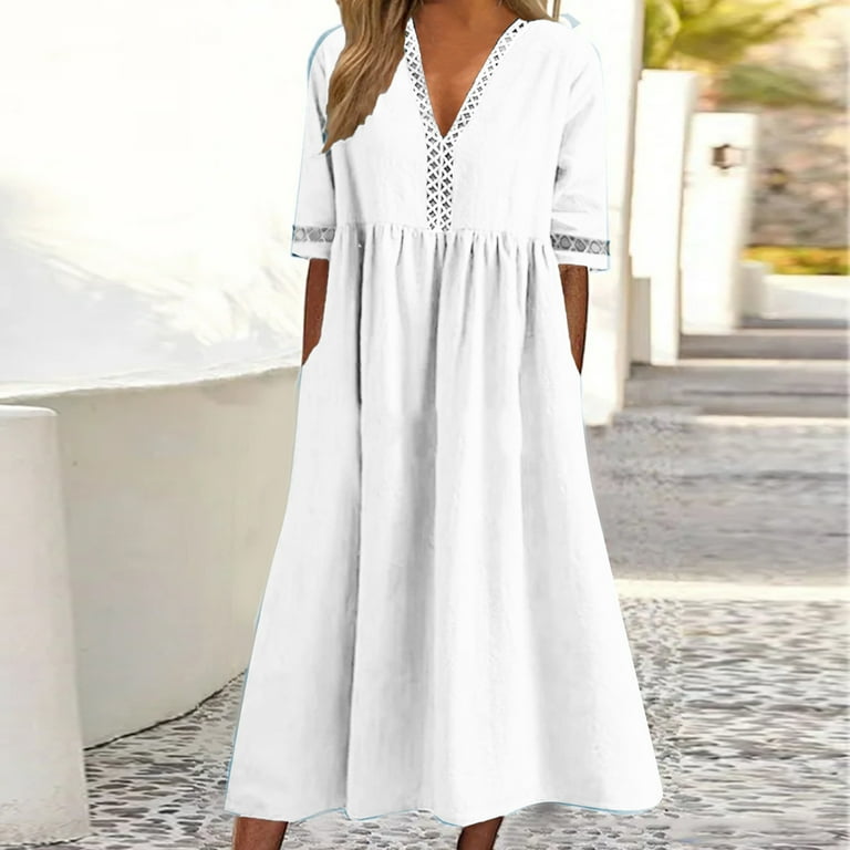 open lace back dress Maxi Dress With Pockets