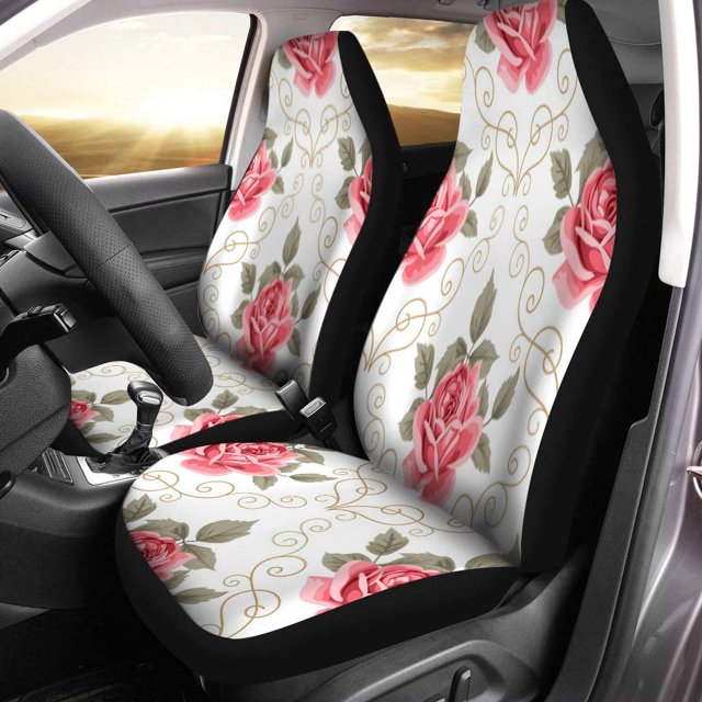 Juego de 2 fundas para asientos de coche ABPHQTO diseño de flores y rosas