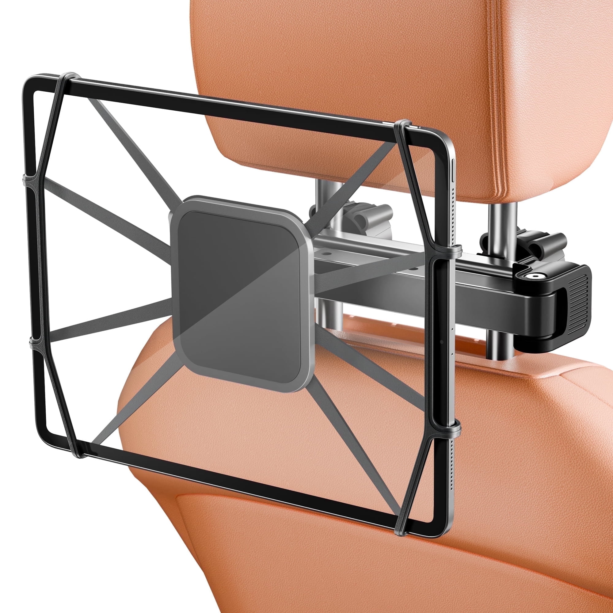 Car Headrest Tablet Holder for Kids, 360° Rotation Silicone Holder Tablet Stand, Adjustable Headrest Mount Fits for 7-13" Tablets, iPad Pro/Air/Mini