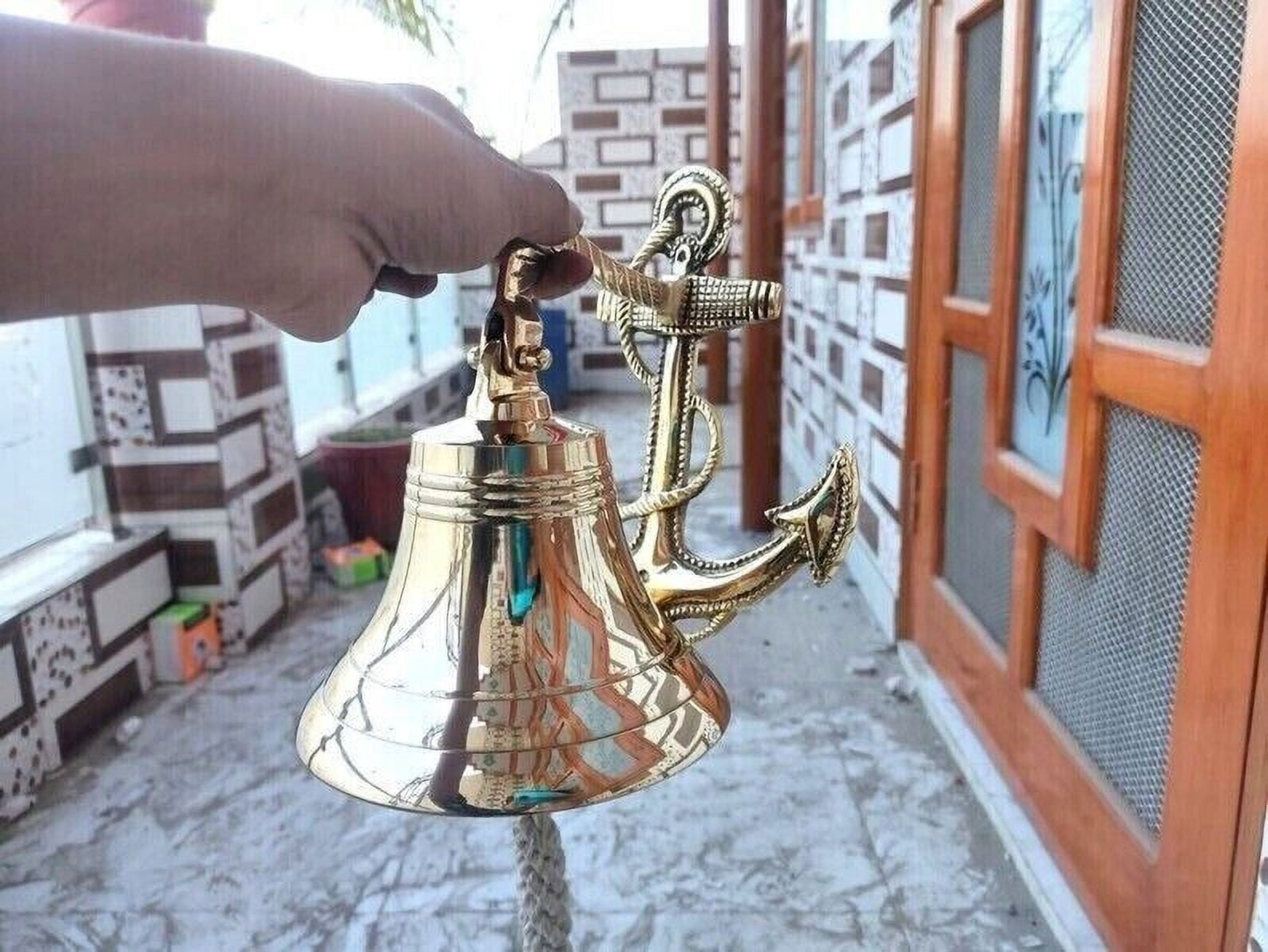Nautical Brass Bell Wall Hanging Ship Bell 10" Brass Anchor Boat Decor