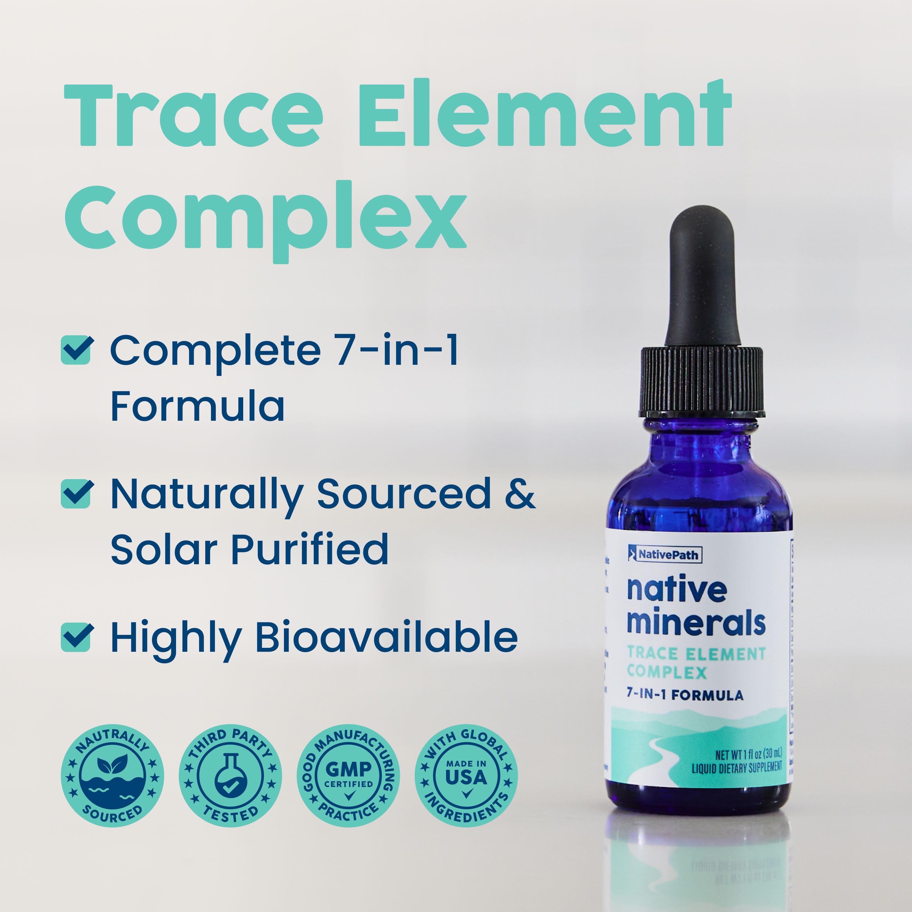 NativePath Liquid Trace Minerals Drops, Ionic Electrolyte Complex, Sugar-Free, 30 Servings