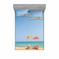 thumbnail image 2 of Seaside Bedding Set with Sheet & Covers, Beach Chair Umbrella on the Beach Leisure Time Tourist Attractions Photo Print, Printed Bedroom Decor 2 Shams, 4 Sizes, Turquoise Beige, by Ambesonne, 2 of 3