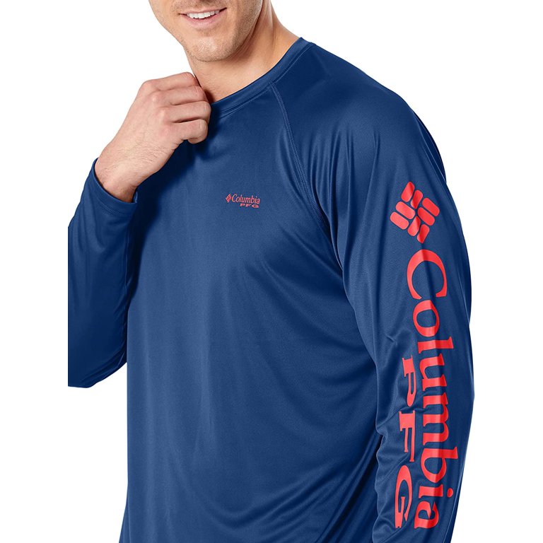 T-Shirt Manches Longues Columbia PFG Pour Garçon, Rouge, Taille XL, Anti-UV
