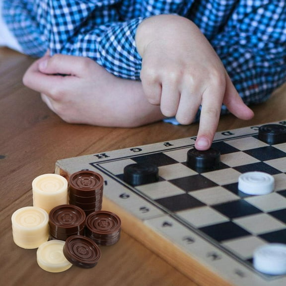 FONDOTIN 24Pcs Checkers Pieces Game Abs Material Assorted Color for Young to Old On the Move Board Game Enhancement