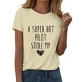 thumbnail image 4 of Tittly T Shirts for Women Graphic Tees Womens Fashion Workout T Shirts Athletic Plus Size Tops Summer Trendy Clothes Short Sleeve Spring Tee Tshirts Shirts Spring Tops for Women Beige L, 4 of 5
