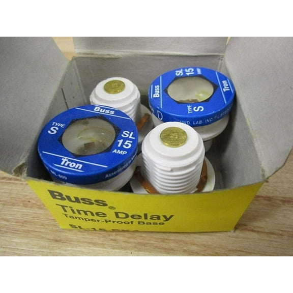 Bussmann SL-15PK4 15 Amp Time Delay Loaded Link Rejection Base Plug Fuse, 125V UL Listed, by Bussmann