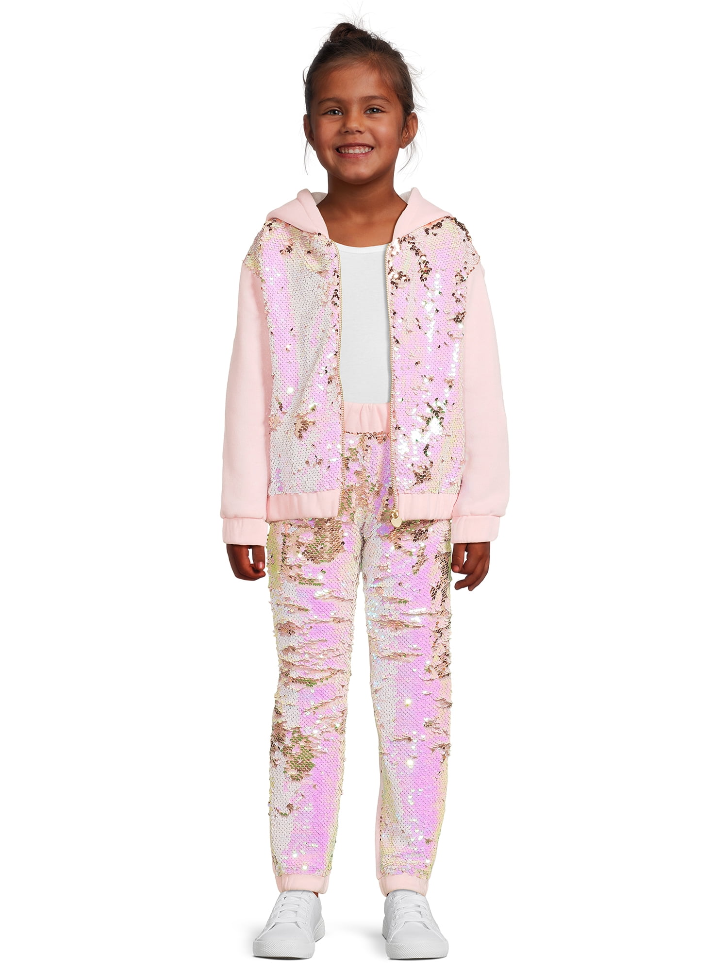 早割ex Garanimals from Kids 365 Girls' Jogger and Hoodie Sequin Girls