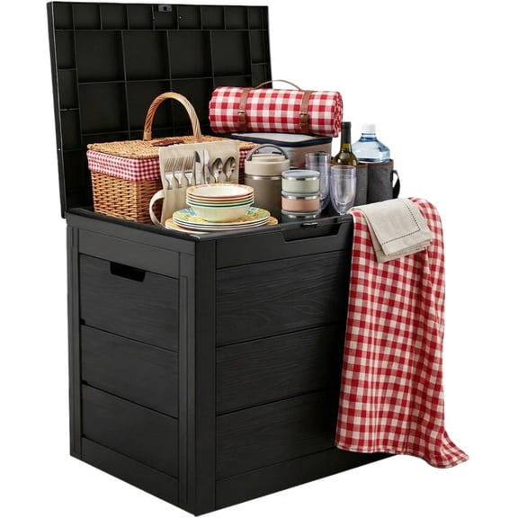 35 Gallon Waterproof Outdoor Storage Box, Resin Deck Box, Delivery Box for Package Delivery