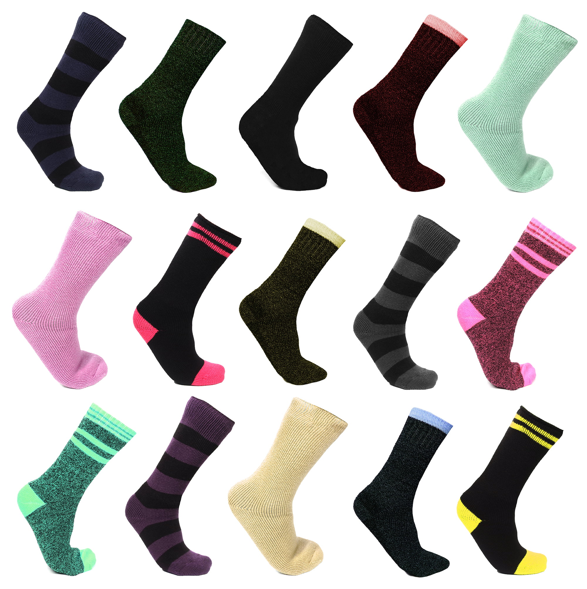 12 pairs womens pastel mix thermal socks 