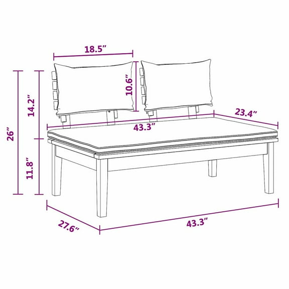 vidaXL 2 Piece Garden Bench Set Solid Wood Teak