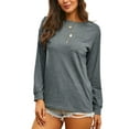 thumbnail image 3 of UKAP Fall Winter Basic Tunic Tee for Women Long Sleeve Crew Neck Pullover Comfy Plain Color Loose Top Shirt with Pocket, 3 of 5