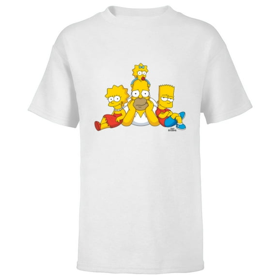 The Simpsons Homer Lisa Bart and Maggie Portrait - Short Sleeve T-Shirt for Kids - Customized-White