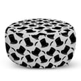 thumbnail image 1 of Manly Pouf Cover with Zipper, Gentleman Magician Hats and Mustache Silhouettes Fashion Elements, Soft Decorative Fabric Unstuffed Case, 30" W X 17.3" L, Charcoal Grey Pale Grey, by Ambesonne, 1 of 5
