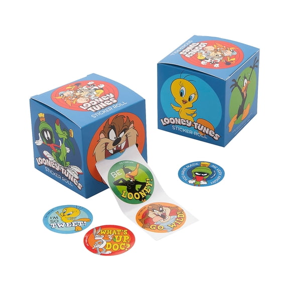 1 1/2" Looney Tunes Sticker Roll with Dispenser - 100 Pieces