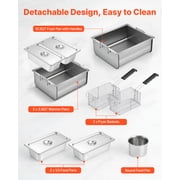 VEVOR Outdoor Propane Deep Fryer, 2 Burners (11,600 BTU Each), Commercial Fryer with Two 1/3 Size Food Warming Pans, Multi-Purpose Frying Cart with 4 Lockable Wheels, for Fried Chicken & Fries