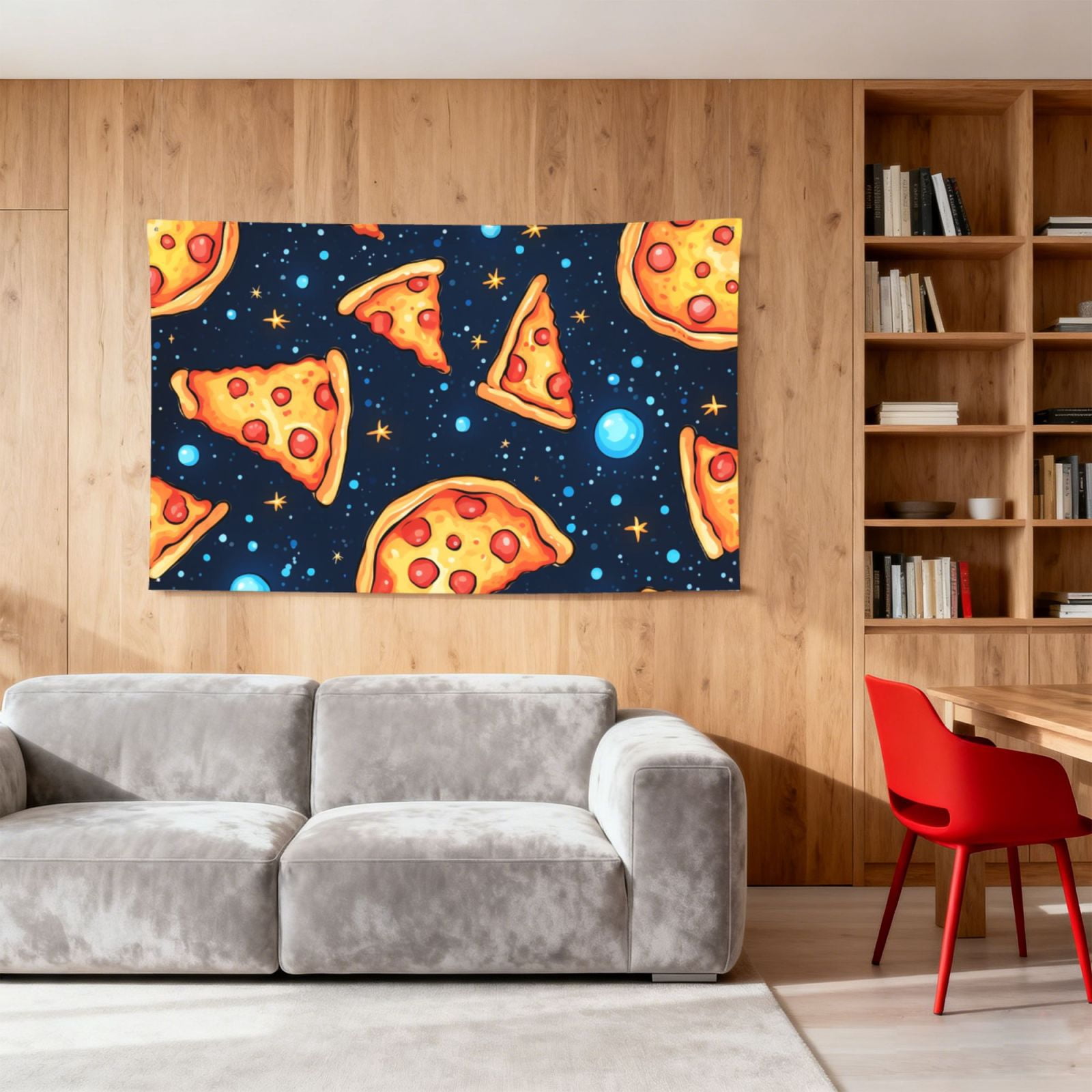 Pizza Starry Cool Four Hole Decorated Banner Flag for Garden Yard Home Decoration Indoor Outdoor 4x6 Ft
