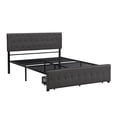 thumbnail image 3 of Royard Oaktree Queen Size Platform Bed with Upholstered Headboard and Footboard Metal Bed Frame with Under-bed Big Drawer Modern Storage Bed with Slats Support, Gray, 3 of 6