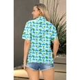 thumbnail image 3 of HAPPY BAY Women's Floral Beach Hawaiian Blouse Shirt T-Shirt Blouses Short Sleeve Button Up Dress Tee Shirts Tops for Women S Island Palm, Blue, 3 of 5
