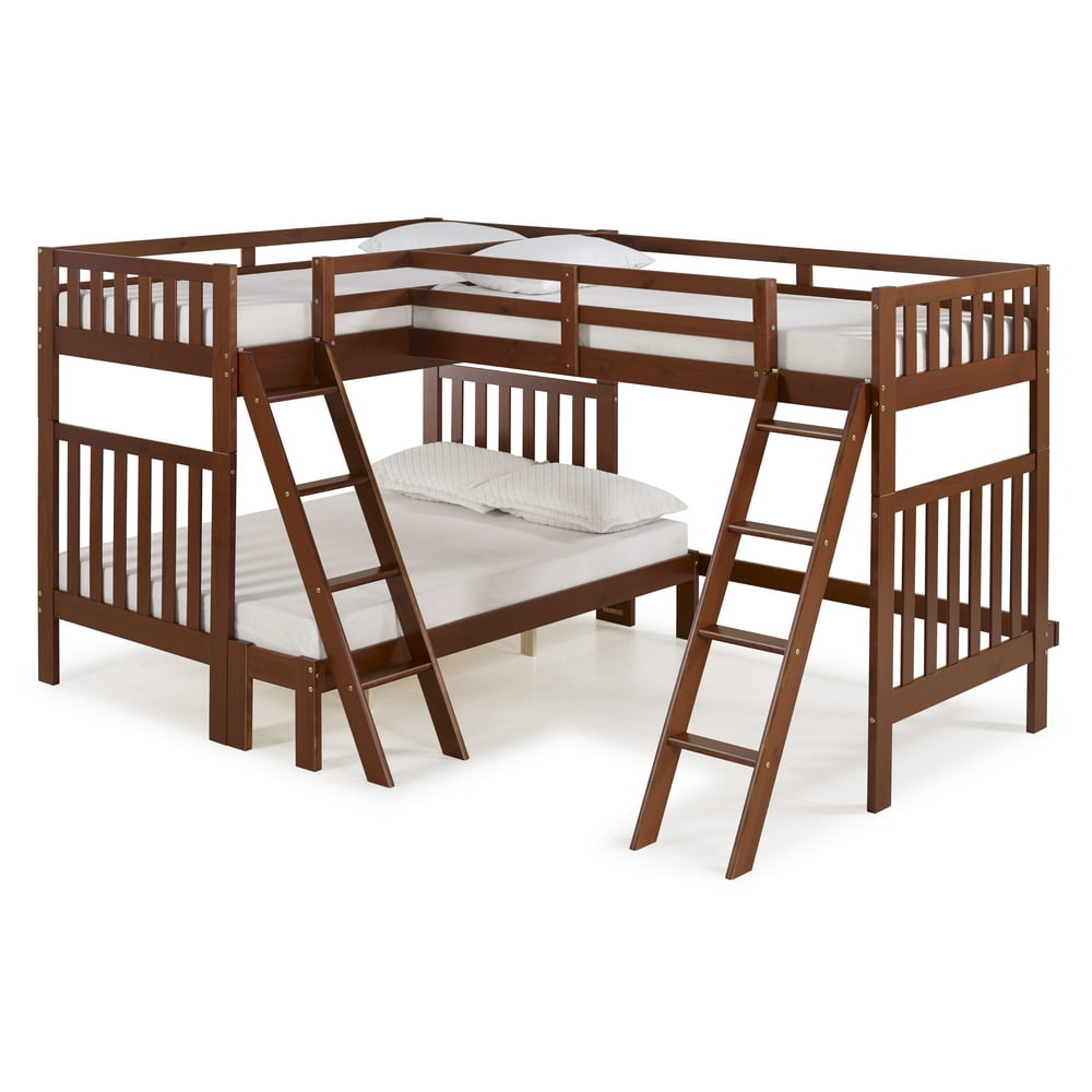 Aurora Twin Over Full Bunk Bed with TriBunk Extension and Storage