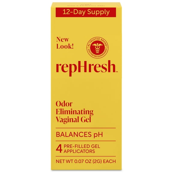 repHresh Odor Eliminating Vaginal Gel, Clinically Tested to Balance pH & Eliminate Odor for up to 3 Days, Pre-Filled Applicators, 4 ct
