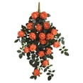 thumbnail image 1 of Guirnalda de rosas artificiales colgantes, arreglo floral artificial realista para decoración de pared, boda y jardín, rosas de tela realistas con hojas verdes naturales, flexible y maleable., 1 of 6