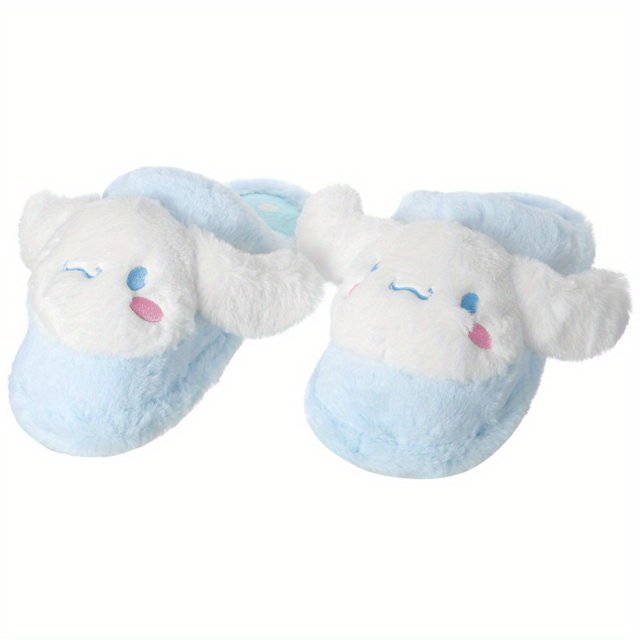 Miniso Sanrio Personajes Kuromi Kuluomi Pantuflas de felpa, Kawaii Punta cerrada Zapatillas cálidas y novedosas, Zapatillas de casa para mujer