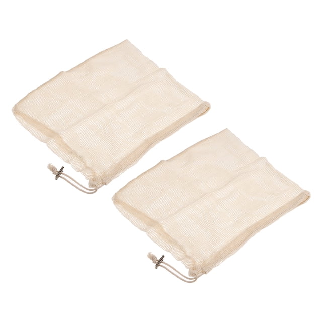 Unique Bargains Small Cotton Shoe Bags Luggage Organizers Drawstring Storage Bags, Beige 2 Pack