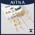 thumbnail image 2 of Aitna Set De Pendientes De Oro Vintage Francés Creativo Con Incrustaciones De Perla Geométrica Corazón Gao Jiahui unisex, 2 of 2