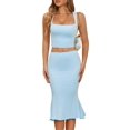 thumbnail image 1 of Conjunto de dos piezas CHYRII para mujer, cuello cuadrado, sin mangas, azul, XL, 1 of 6
