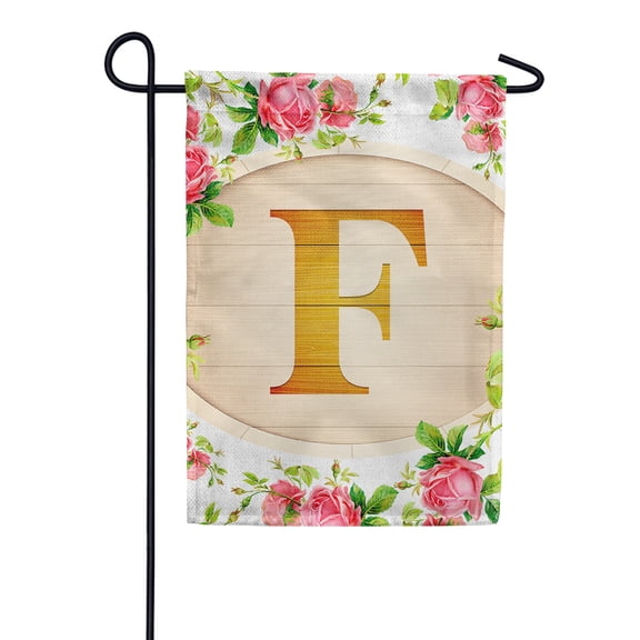 America Forever Spring Monogram Garden Flag Letter F 12.5 x 18 inches Double Sided Vertical Outdoor, Yard, Lawn, Beautiful Roses, Summer Floral Garden Flag