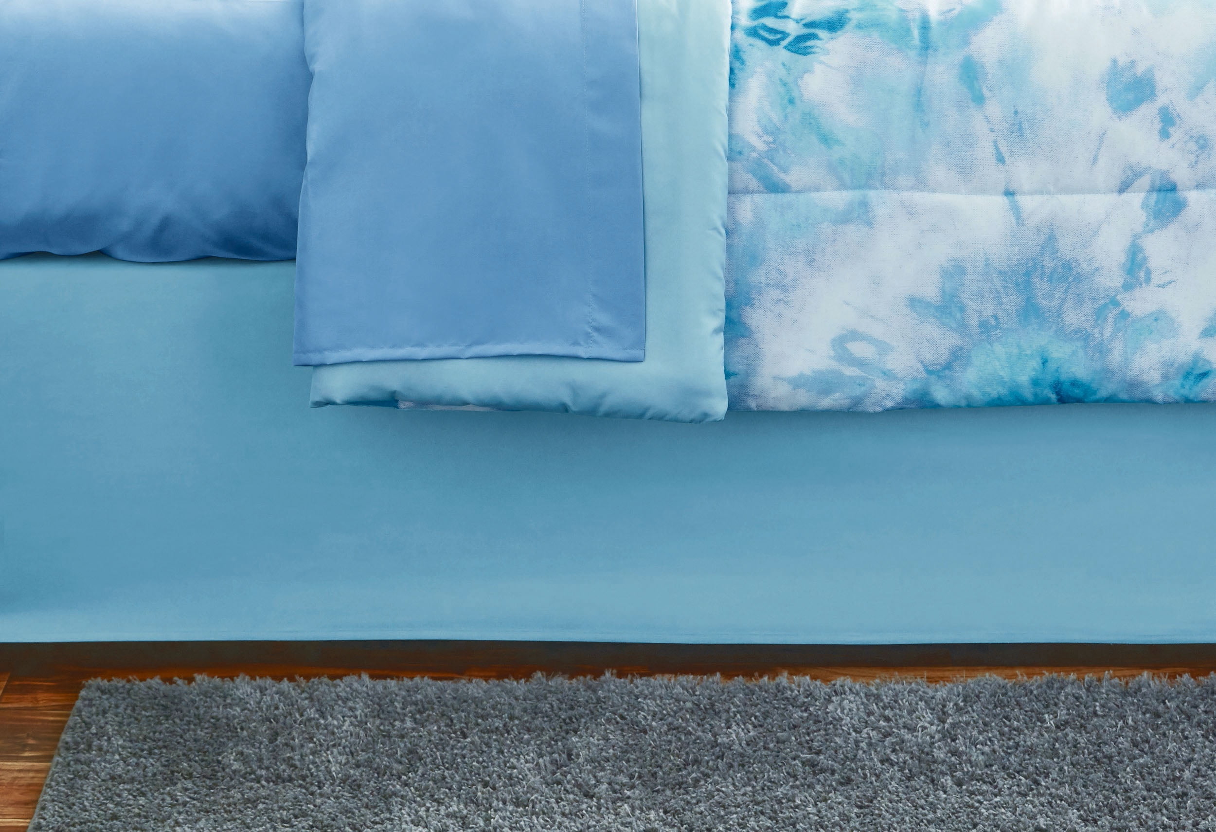 Mainstays Blue Tie Dye 6 Piece Bed in a Bag Comforter Set with Sheets, Twin