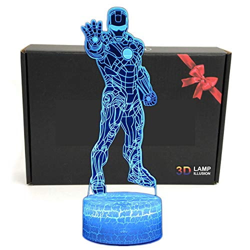 Led Superhero 3d Optical Illusion Smart 7 Colors Night Light Table Lamp With Usb Power Cable Iron Man 1 Com Led Superhero 3d Optical Illusion Smart, Superhero Floor Lamp