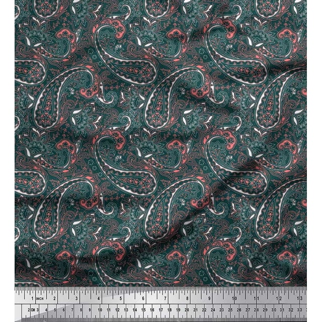 Soimoi Rayon Crepe Fabric Floral & Paisley Print Fabric by The Yard 46 Inch Wide