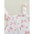 thumbnail image 5 of WEIKBMOL Kids Girls Bib Overalls Knotted Straps Bow Print Sleeveless Flared Jumpsuit Suspender Pants for Toddler Baby, 5 of 9