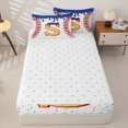 thumbnail image 4 of Homewish Cartoon S Letter Zipper Twin Comforter Sets with Fitted Sheet and 2 Pillowcases, Boys Baseball Game Zipper Bedding Set, Reversible, 4pcs, 4 of 6