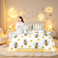 thumbnail image 5 of Erosebridal Kawaii Bug Bee 7 Pieces Full Size Bedding Sets,Lovely Floral Full Size Bed in a Bag,White Brown,Light Gray Reversible, 5 of 7