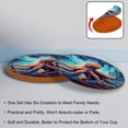 thumbnail image 4 of Octopus Set of 6 Cute Round Coasters, Microfiber Leather Drink Coasters for Table, 11x11 cm/4.3x4.3 Inches, Coasters for Home and Office Decor, 4 of 6