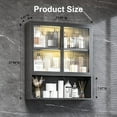 thumbnail image 2 of Bathroom Cabinet Wall Mount,Metal Medicine Cabinets with Glass Doors and LED Light,Wall Cabinet Over The Toilet,Black Hanging Cabinet for Bathroom Kitchen Laundry Room, 2 of 7