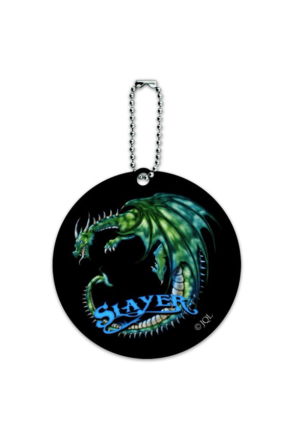 Dragon Slayer Fantasy Gaming Round Luggage ID Tag Card Suitcase Carry-On