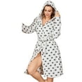 thumbnail image 4 of Sunvit-Panties Pajamas Womens Black Plush Hooded Robe - 100% Polyester Bow Print Mid-Length, Cozy Loungewear for Home/Post-Bath | Walmart,Size XL, 4 of 5