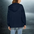 thumbnail image 4 of Lightweight Rain Jacket Women, Yigetop Female Solid Color Hooded Sun Clothing Jacket Lightweight Close Fitting Sports Outdoor Long Sleeve Zipper Jacket Rain Coats for Women Navy S, 4 of 5