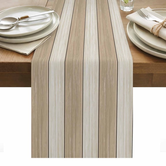 Brown Ombre Wooden Table Runner - 36 Inch Long, Kitchen Dining Table Runner Dresser Scarves, Farmhouse Retro Khaki Wood Farmhouse Decor for Coffee Tables Wedding Party Banquet