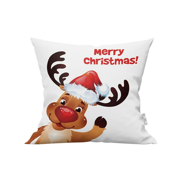 Almohadas Decorativas para la Sala de Estar Decoración de la Sala de Estar de Vacaciones Temática de Navidad, Almohada de Terciopelo de Piel de Melocotón Impresa en Color Digital Suave Y Amigable con