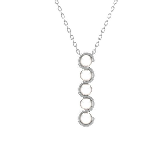 Araiya Fine Jewelry 10K White Gold Pearl Journey Pendant with Silver Cable Chain Necklace 18inch | Metal Weight :2.67 gram