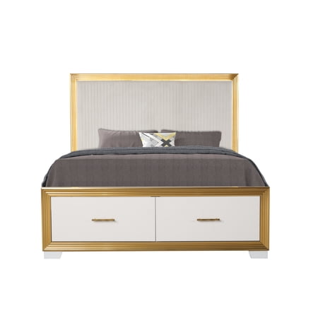 OBSESSION Contemporary Style Queen Tufted Bed Made with Wood & Gold Finish (NJ INVENTORY)