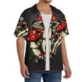thumbnail image 4 of KLL Red Mushrooms Print Men's Shirt Short Sleeve Button Down Summer Cuba Beach Shirts- 4X-Large, 4 of 7