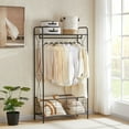 Rolling Garment Rack, Freestanding Garment Rack With Metal Basket Open